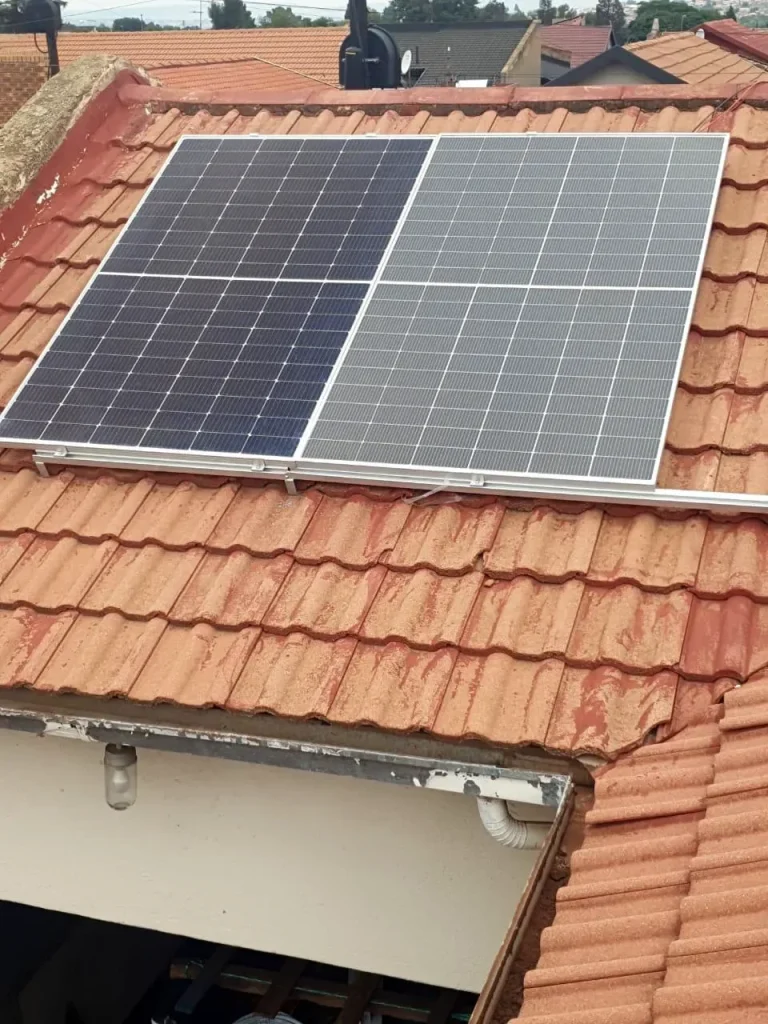 Solar panels on a tiled roof